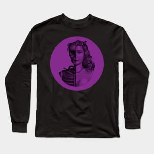 Halloween Skeleton Beauty Memento Mori, Black and Purple Style Long Sleeve T-Shirt